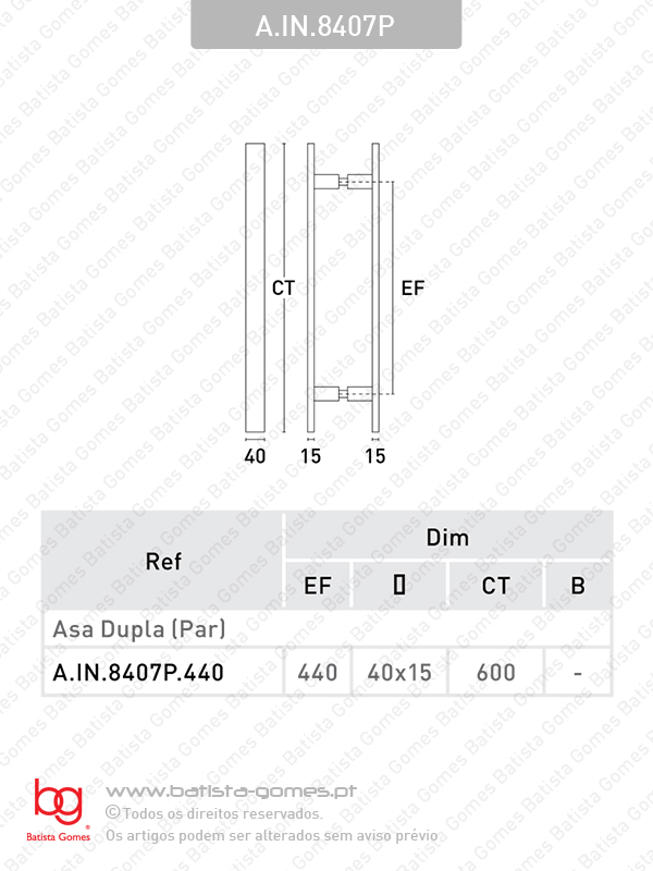 Asas duplas para portas - INOX